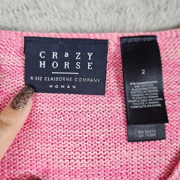 Crazy Horse Women's Sz 2/XXL VTG‎ 90's Multicolor Patchwork Knit V-neck Top - Picture 3 of 7